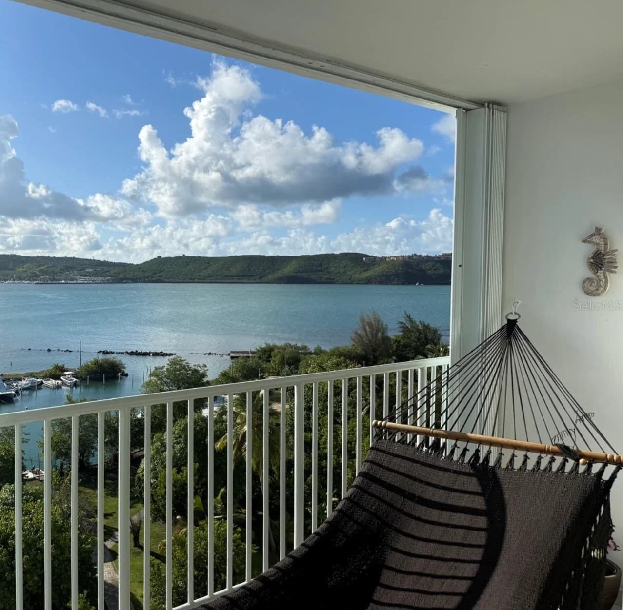 Ocean view from the balcony hammock at Isleta Marina, Fajardo